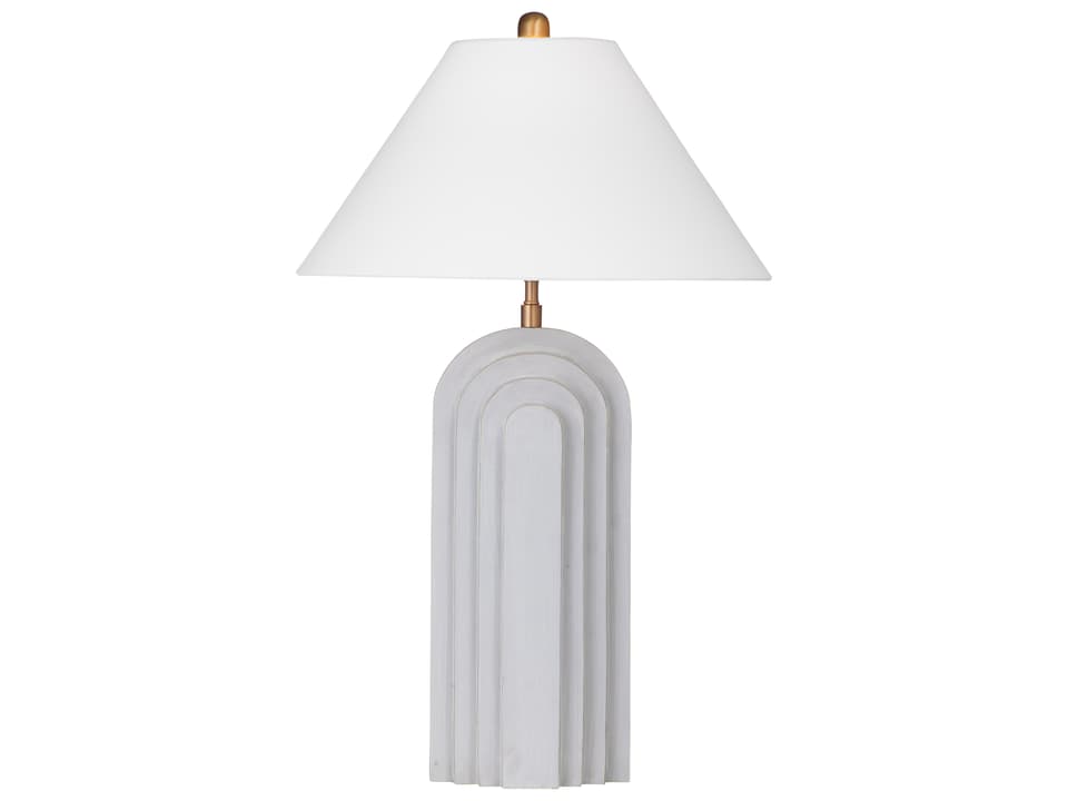 Witham Modern Cement Table Lamp with White Tapered Shade