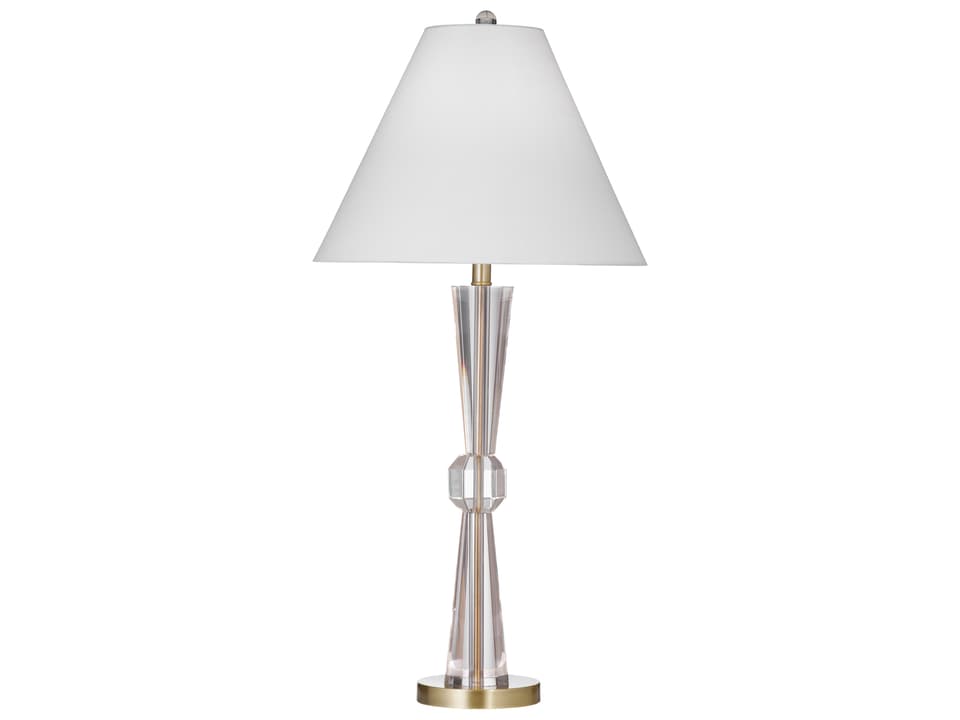 Devon Crystal and Brass Table Lamp with White Shade