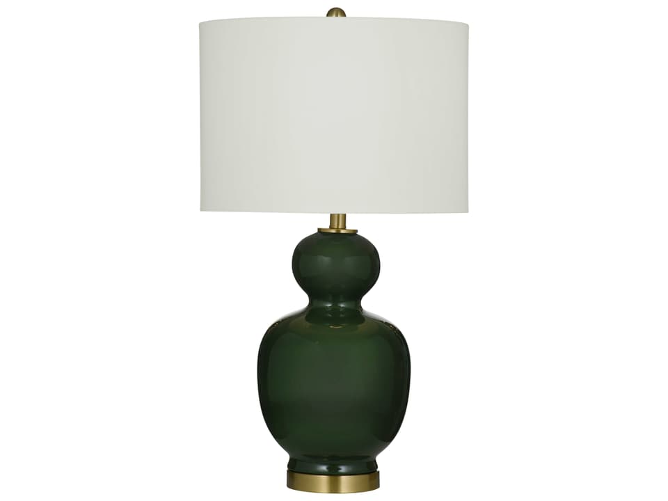 Layla Green Ceramic Table Lamp with Off-White Shade