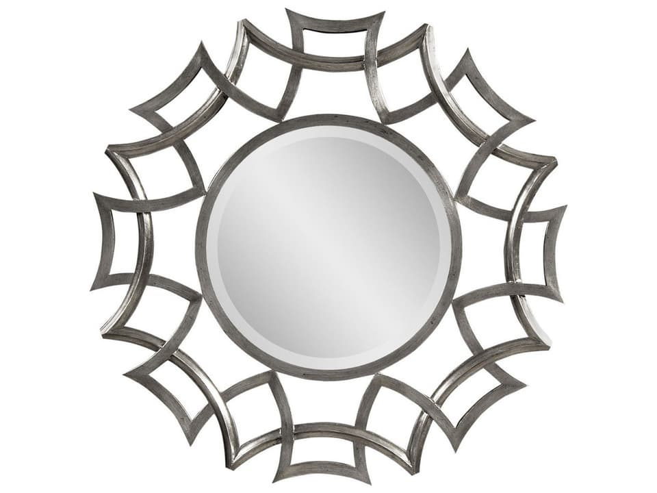 Orlando Round Wall Mirror with Aged Silver Finish and Beveled Glass