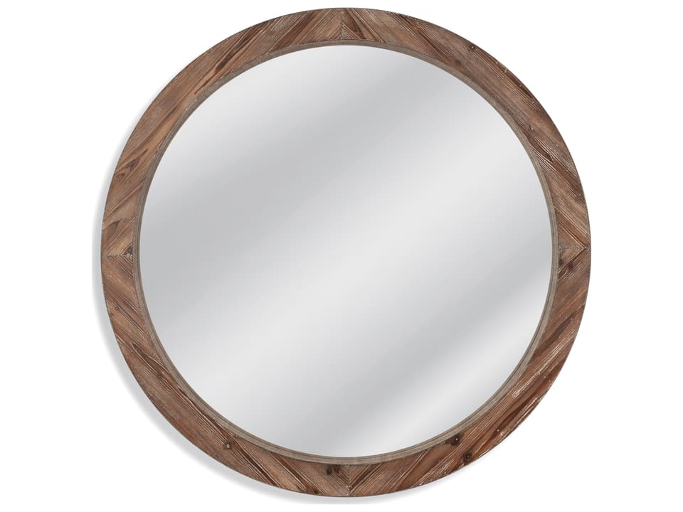 Jacques 48-Inch Round Wall Mirror in Natural Wood