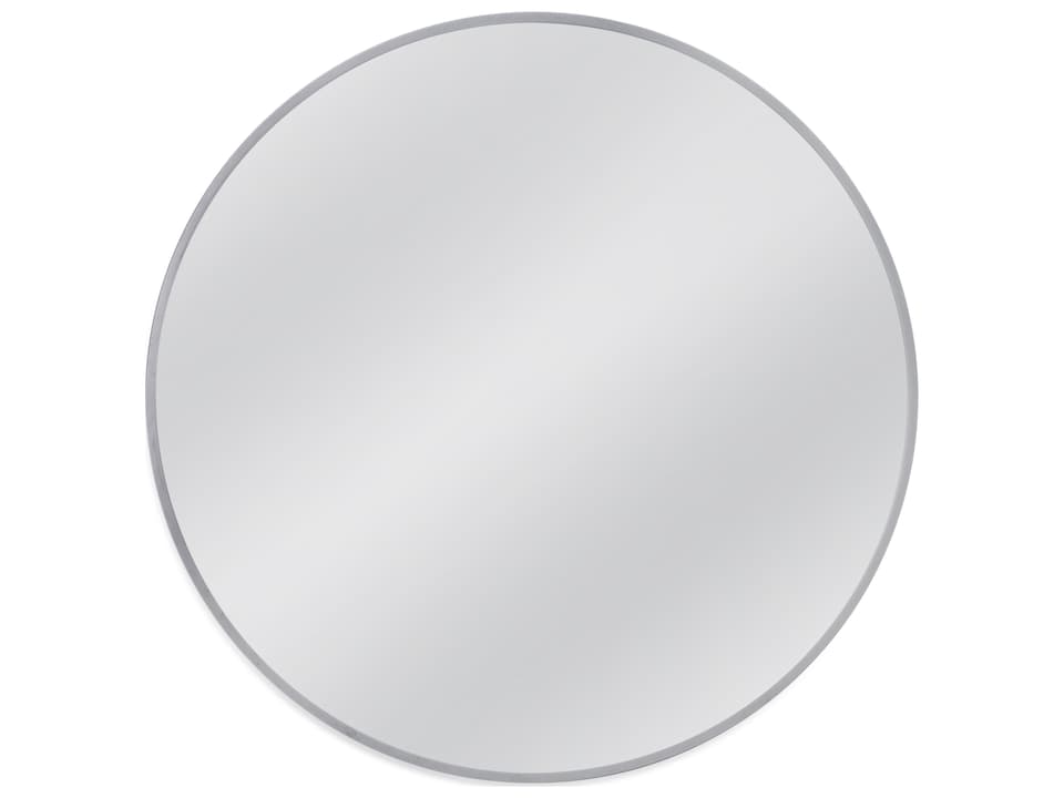 Portia 40-Inch Round Wall Mirror in Brushed Silver