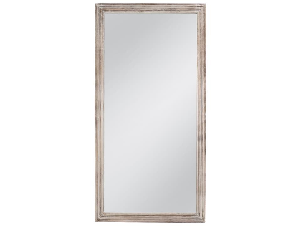 Pangea Rectangle Floor Mirror in White with Gold Touch