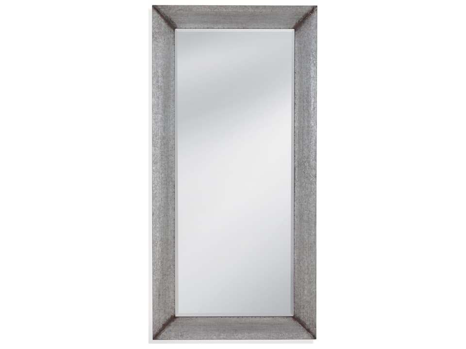 Manny Rectangular Floor Mirror with Distressed Silver Frame