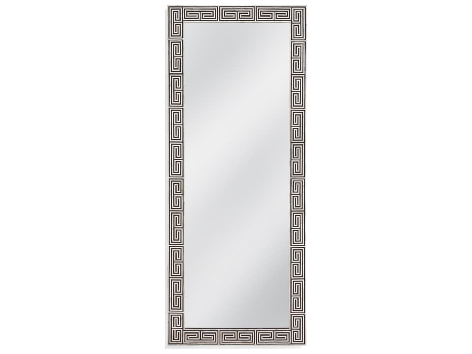 Newton Floor Mirror Bone and Black Greek Key Design