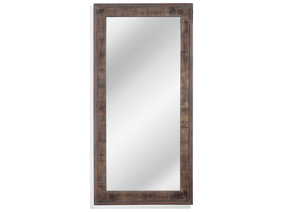 Zip Floor Mirror Brown Wood with Weathered Gray Finish
