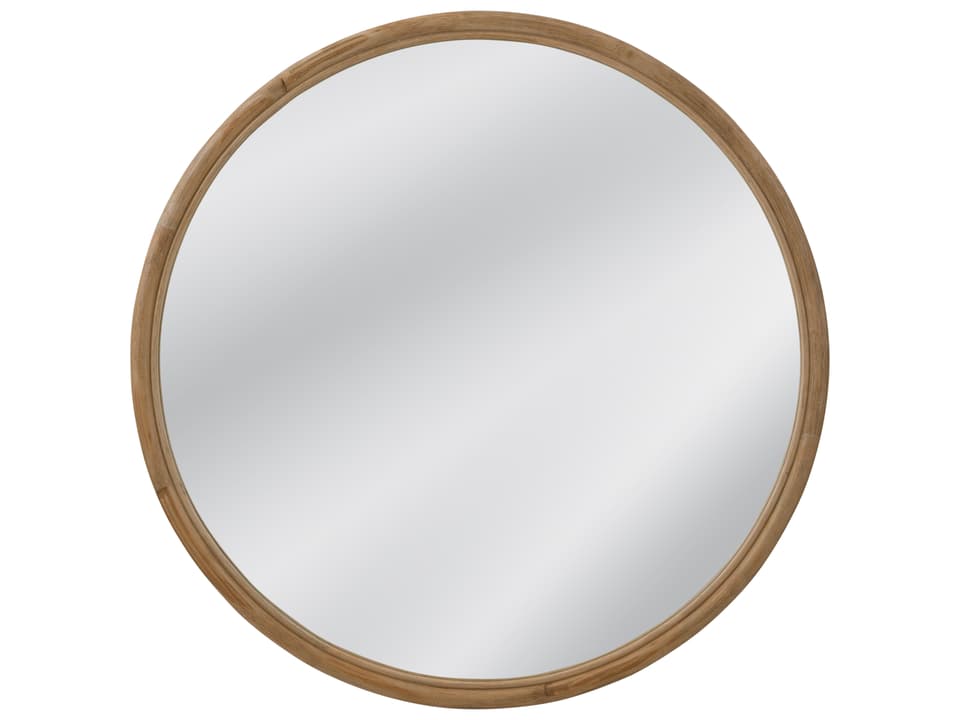 Certa Round Wall Mirror with Natural Rattan Frame