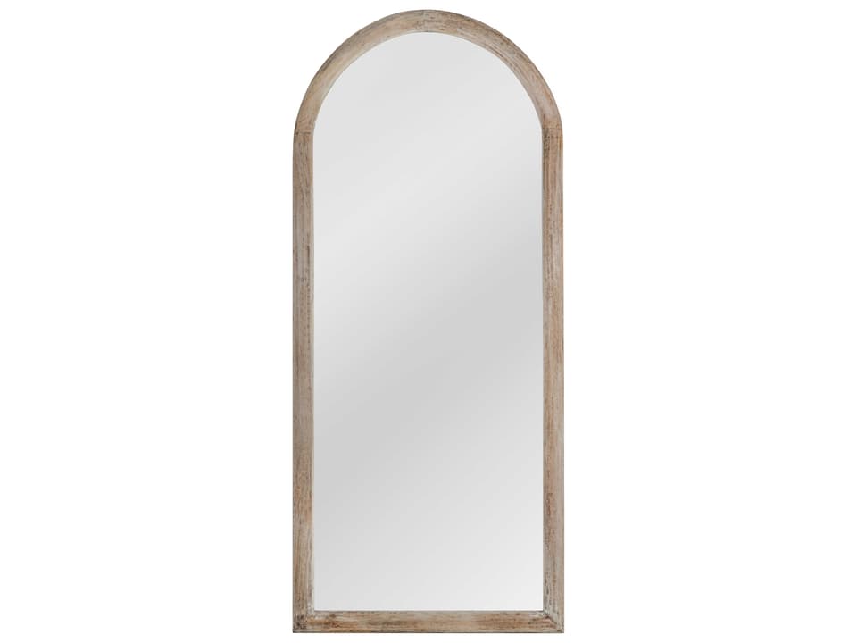 Bay Arched Natural Whitewash Floor Mirror