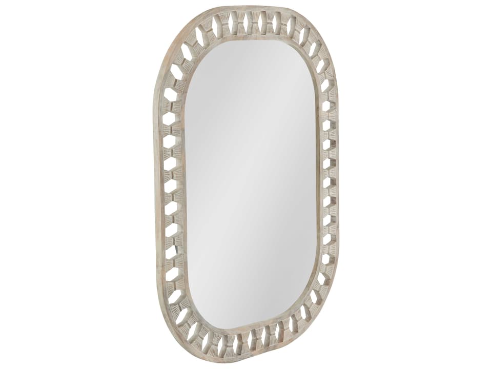 Enya White Wash Rectangle Wall Mirror with Rounded Corners