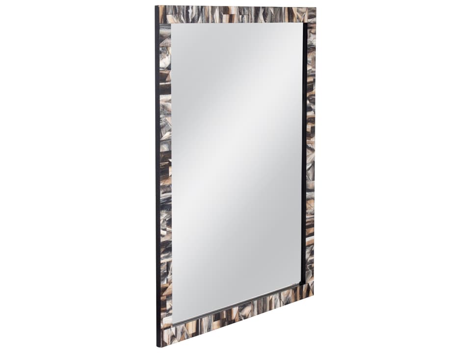 Kervo Rectangle Wall Mirror in Black and Cream Bone and Resin