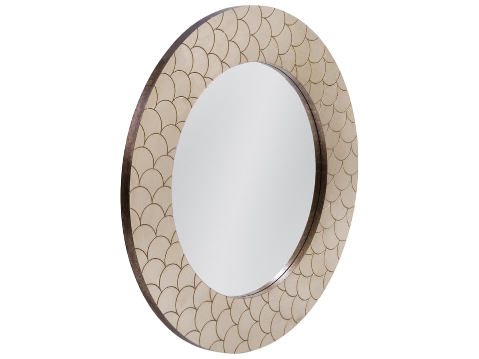 Tetra Round Wall Mirror in Champagne Finish