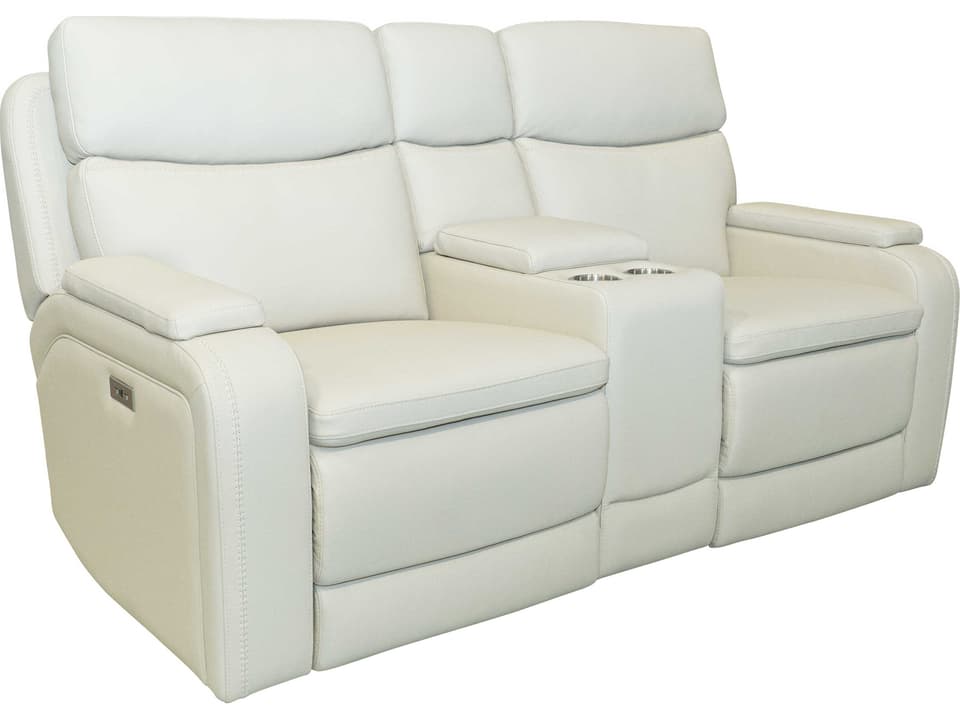 Gunner Kobi Almond Leather Power Reclining Console Loveseat
