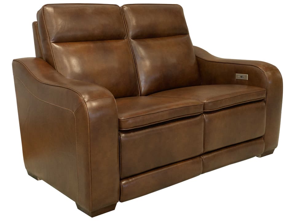 Grady Power Reclining Loveseat in Cocoa Brown Leather with Power Headrests