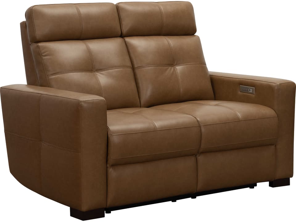 Cara Power Reclining Loveseat in Florida Saddle Top Grain Leather Match