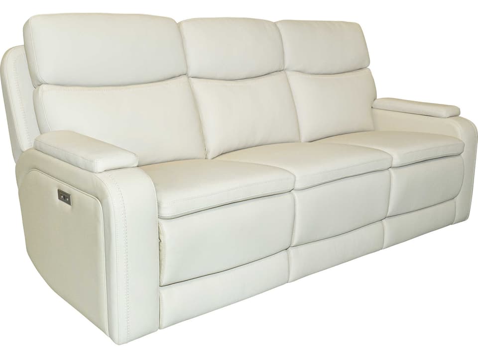 Gunner Power Reclining 3-Seat Leather Sofa in Kobi Almond