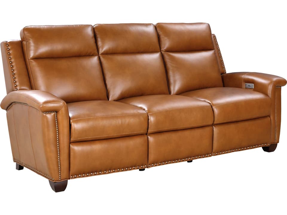 Briar 3-Seat Power Reclining Sofa with Power Headrests in Elwood Saddle Brown Leather