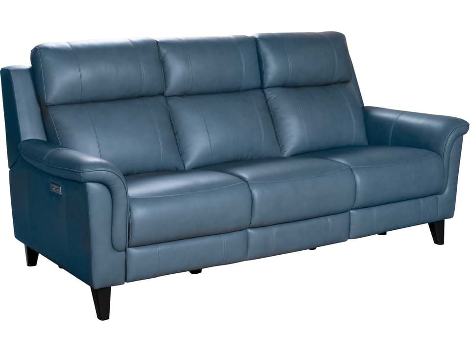 Kester Power Reclining Sofa with Power Headrests in Masen Blue Gray Leather