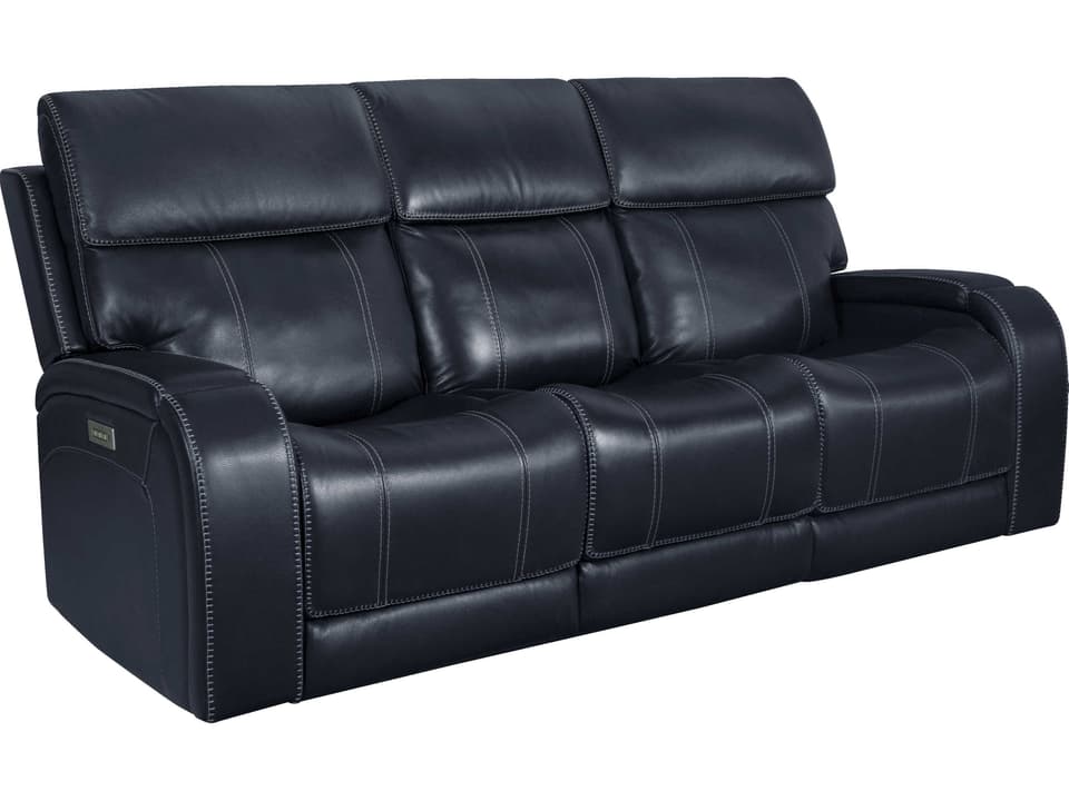 Glenwood Power Reclining Top Grain Leather Sofa in Ocean Blue