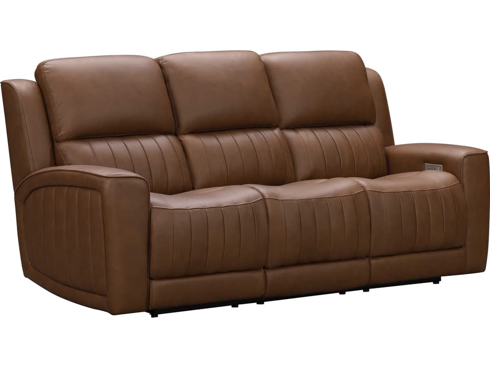 Pierce Power Reclining Zero Gravity Top Grain Leather Sofa in Homerun Cinnamon