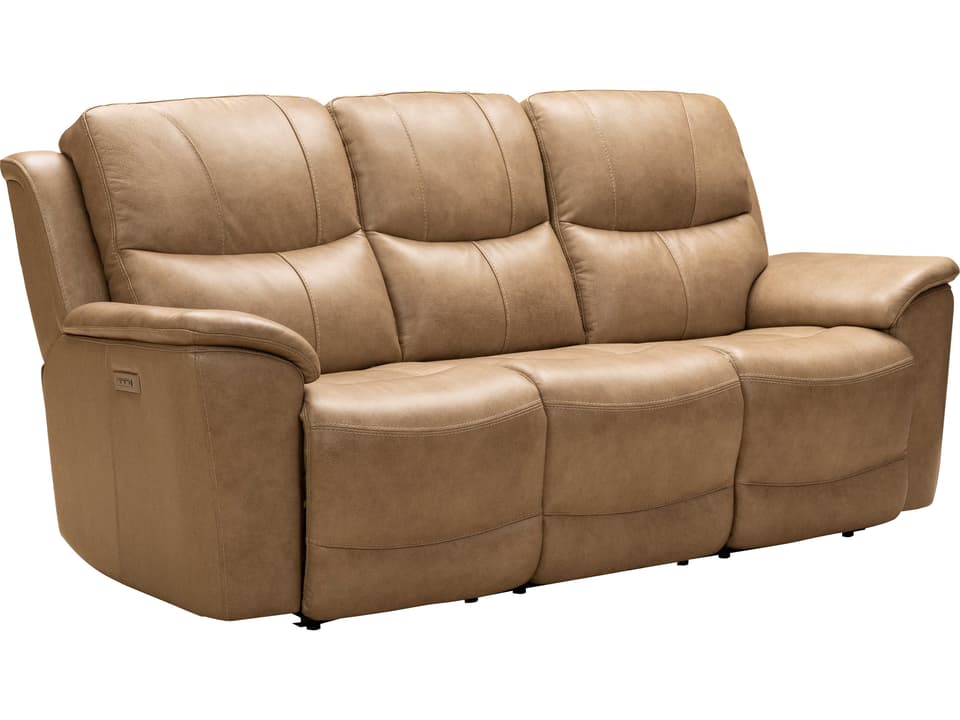 Kaden 3-Seat Power Reclining Sofa with Lumbar in Taupe Leather