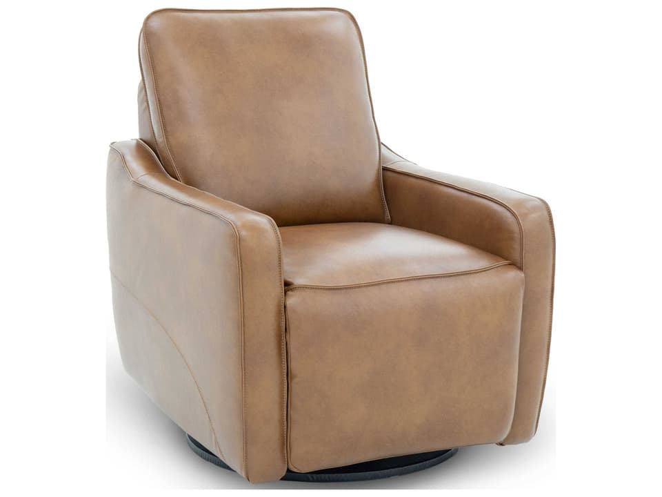 Mara Power Swivel Recliner in Fresco Honey Brown Top Grain Leather