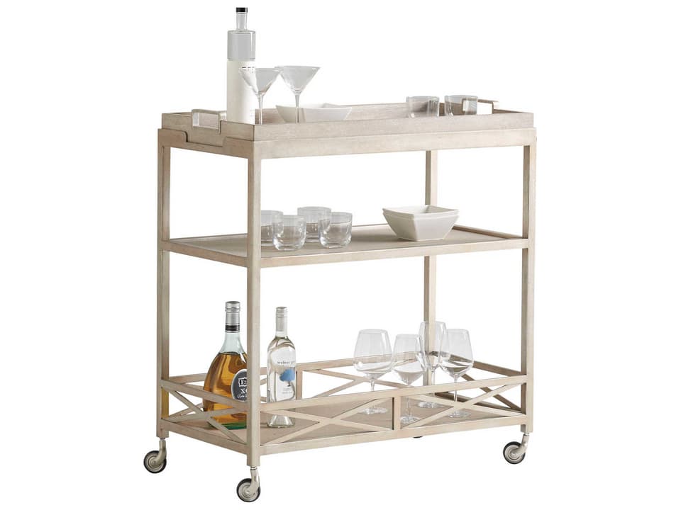 Anacapa Wood and Metal Bar Cart with Removable Tray