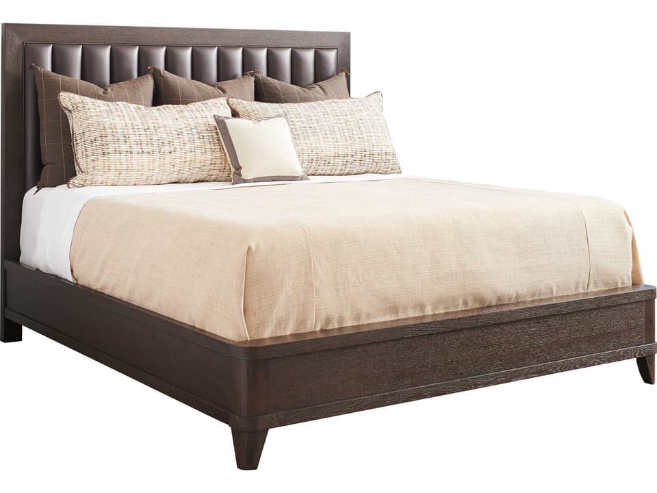 Talisker King Upholstered Bed Dark Mocha Wood and Leather