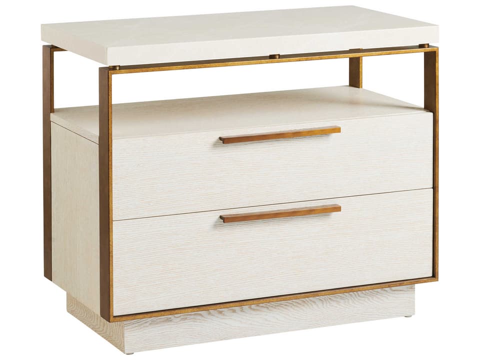 Malpaso Bachelor's Chest with Marble Top and 2 Drawers in Winter White