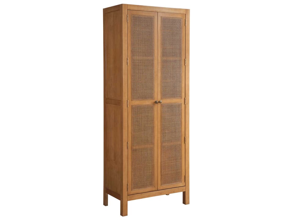 Laguna Surf Storage Accent Cabinet in Table Rock Brown with Woven Cane Panels