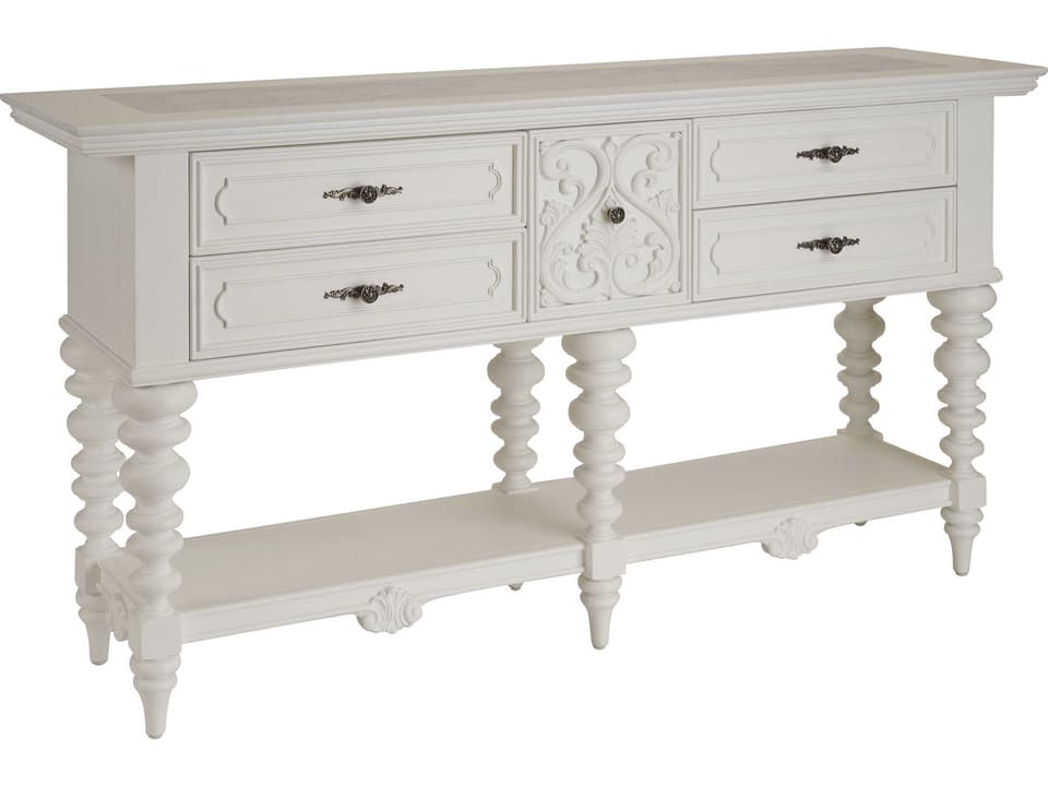 Villa Blanca Realto Sideboard with Carrera Marble Top in Mallet White