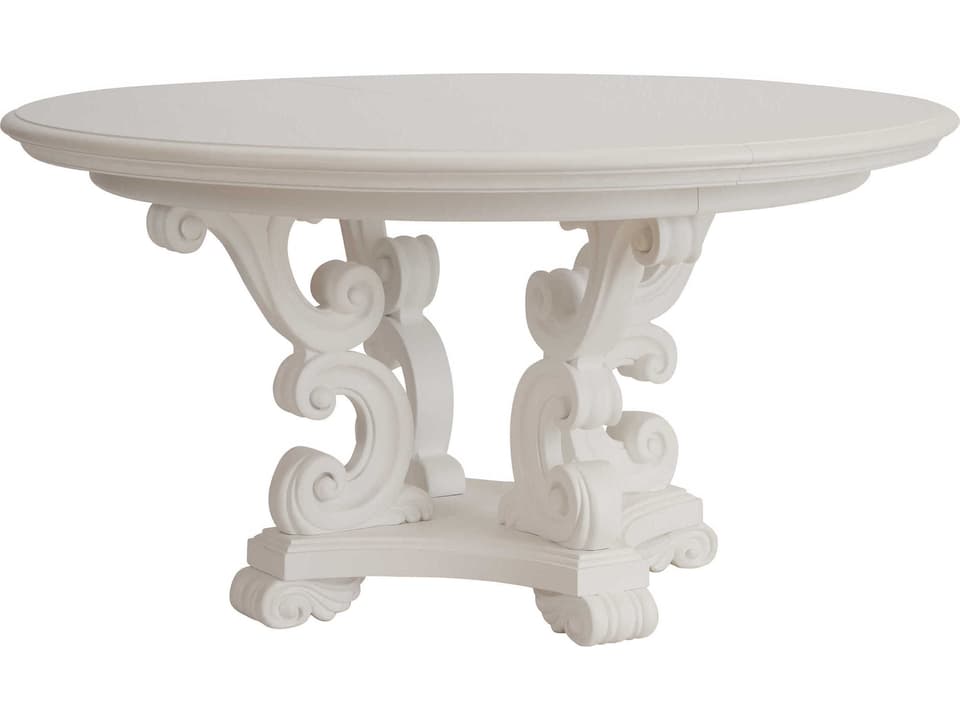 Villa Blanca Modena 60 Inch Round Extendable Dining Table in Mallet White