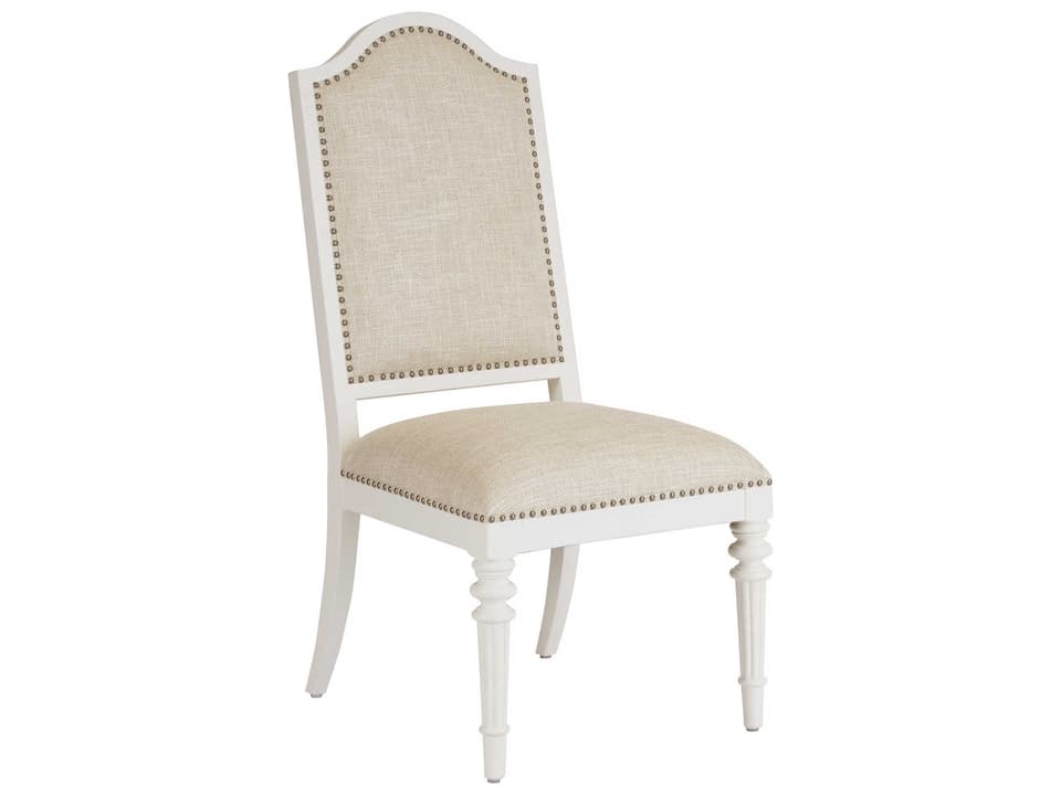Villa Blanca Upholstered Dining Side Chair with Pewter Nailhead Trim