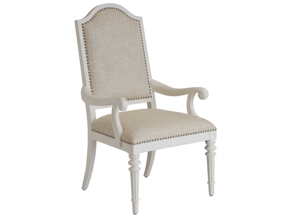 Villa Blanca Corsica Upholstered Dining Armchair with Pewter Nailhead Trim