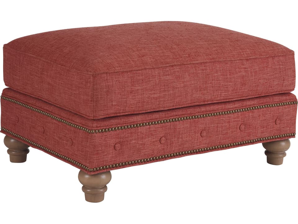 Carmen Upholstered Ottoman with Old Gold Nailhead Trim