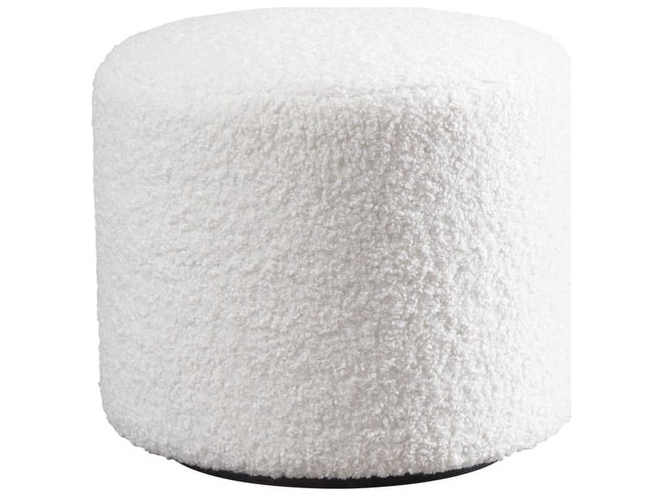 Three Arch Swivel Upholstered Ottoman in White Fabric