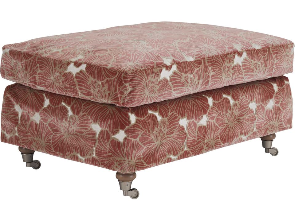 Athos Upholstered Ottoman with Pewter Casters