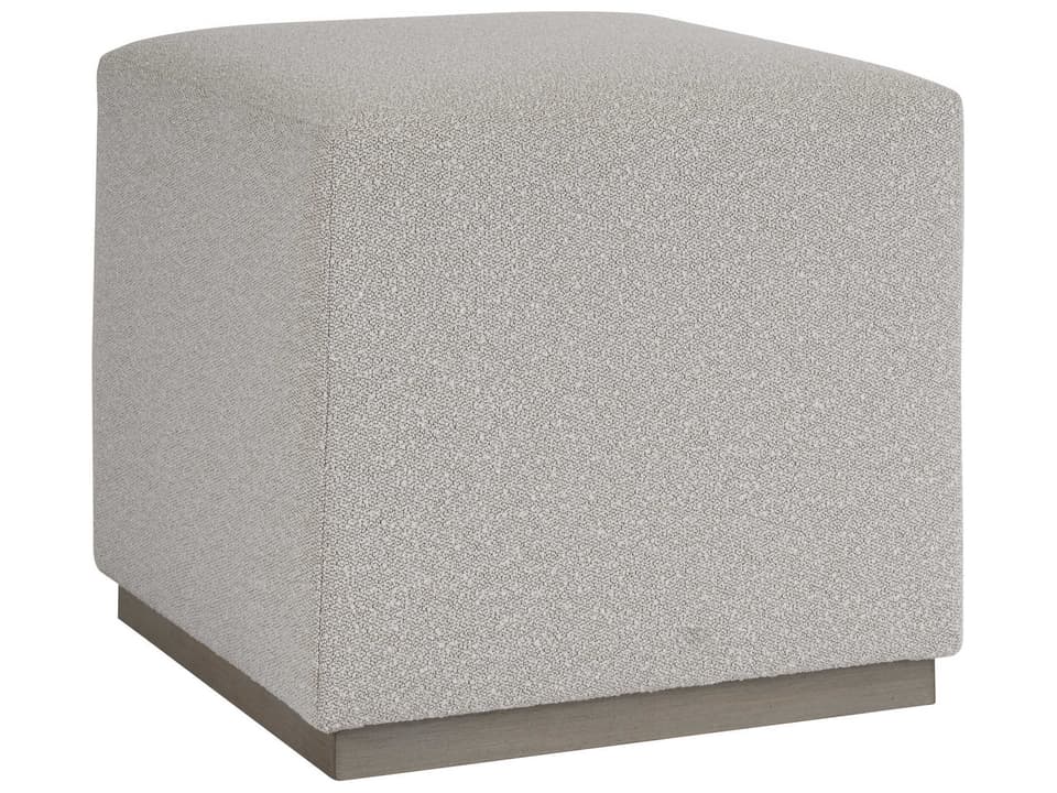 Colby Upholstered Ottoman in Fabric with Driftwood Finish Base