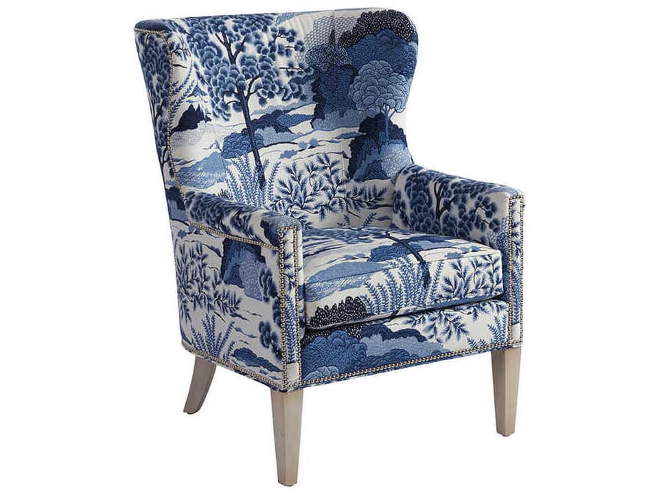 Avery Wing Fabric Accent Chair with Nailhead Trim