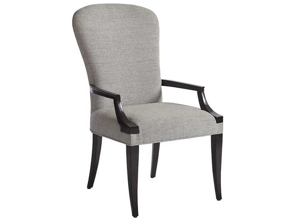 Brentwood Upholstered Dining Armchair in Gray Chenille Fabric and Wilshire Gray Wood
