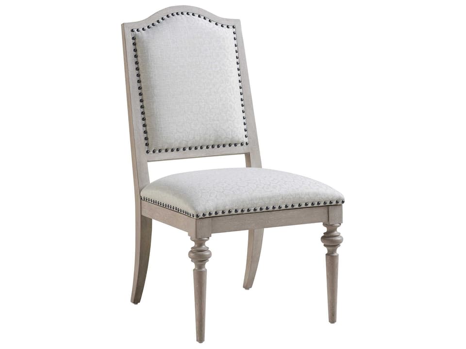 Aidan Upholstered Dining Side Chair in Taupe Finish and Ivory Linen