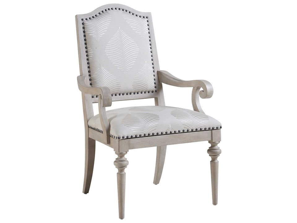 Aidan Upholstered Dining Armchair with Smoked Nickel Nailhead Trim