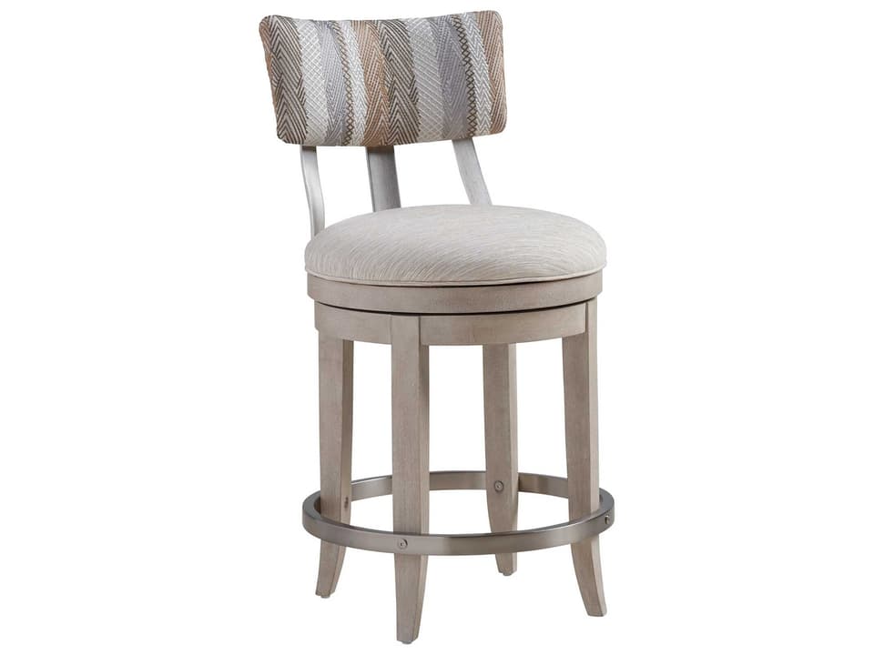 Cliffside Swivel Upholstered Counter Stool in Burnished Sauternes Metal and Linen