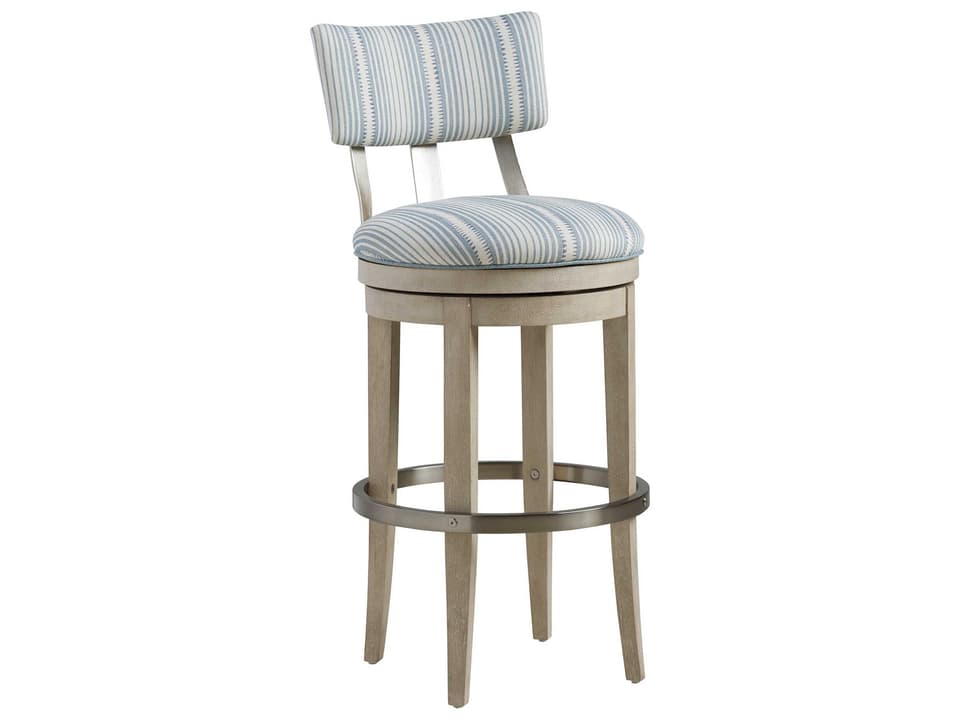 Malibu Upholstered Swivel Bar Stool with Metal Accents