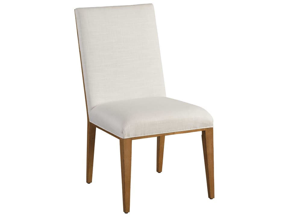 Laguna Mosaic Upholstered Dining Side Chair in Table Rock Finish and Linen White Performance Fabric