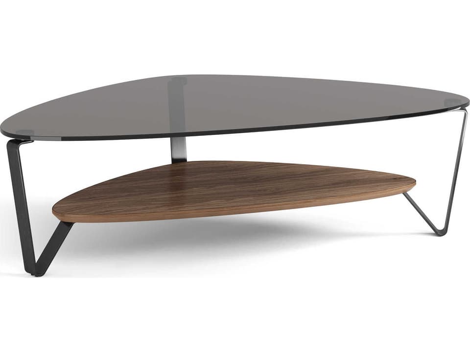 Dino Large Triangular Glass Coffee Table Natural Walnut