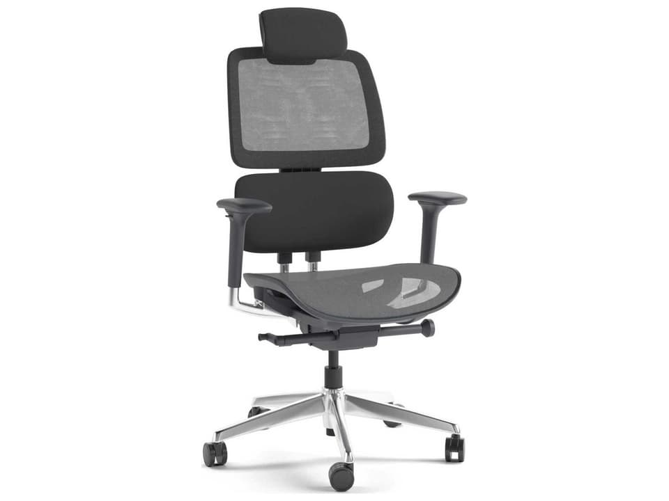 Voca Ergonomic Adjustable Office Chair in Slate with Polished Aluminum Base