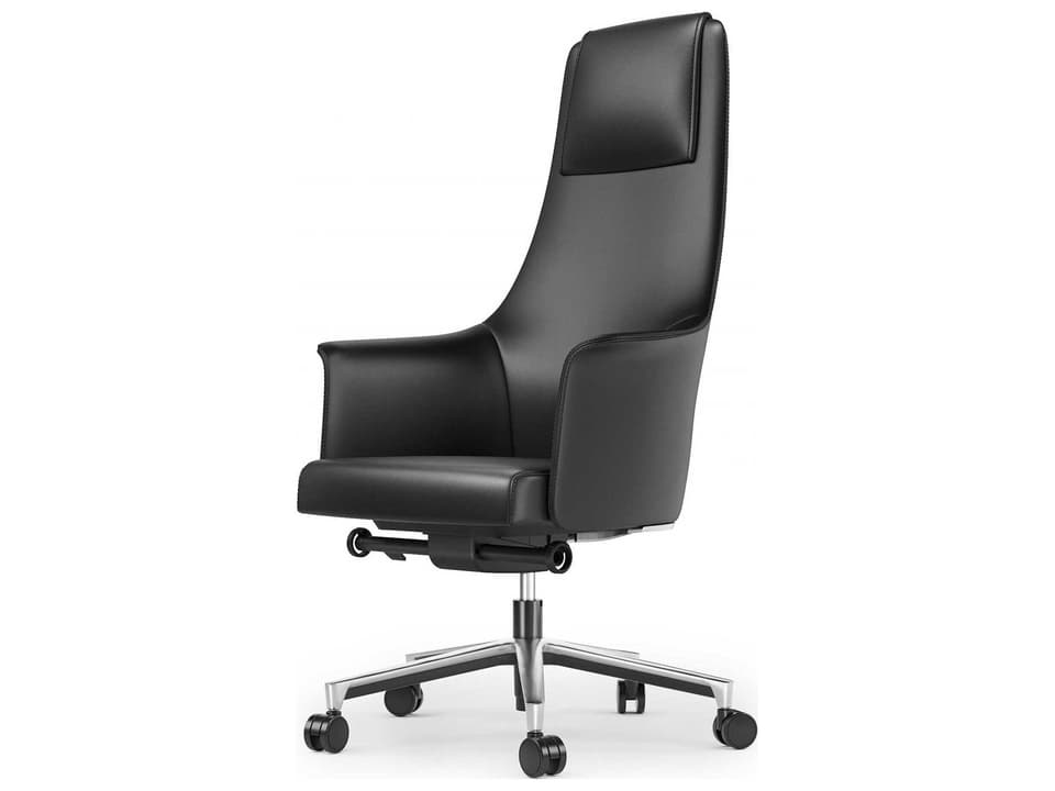 Bolo Nappa Leather Adjustable Executive Office Chair in Black