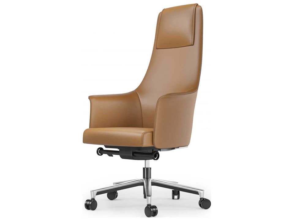 Bolo Adjustable Swivel Executive Office Chair in Saddle Nappa Leather