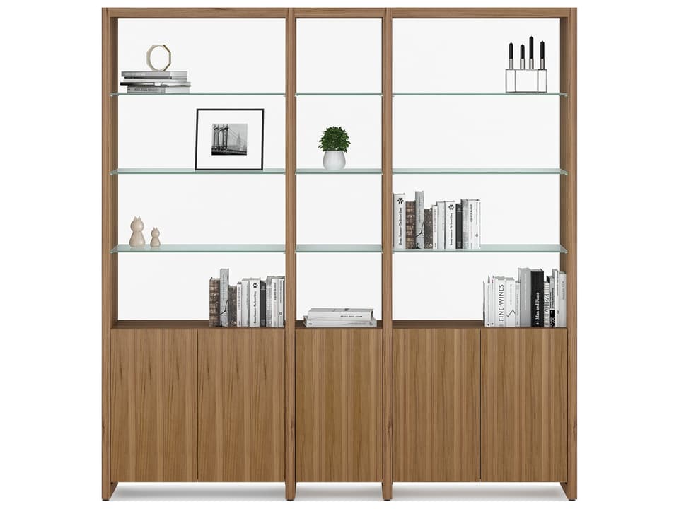 Linea 81-Inch Three-Shelf System Modern Bookcase