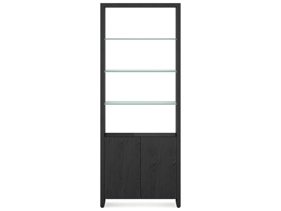 Linea Expandable Double Bookcase Charcoal Stained Ash